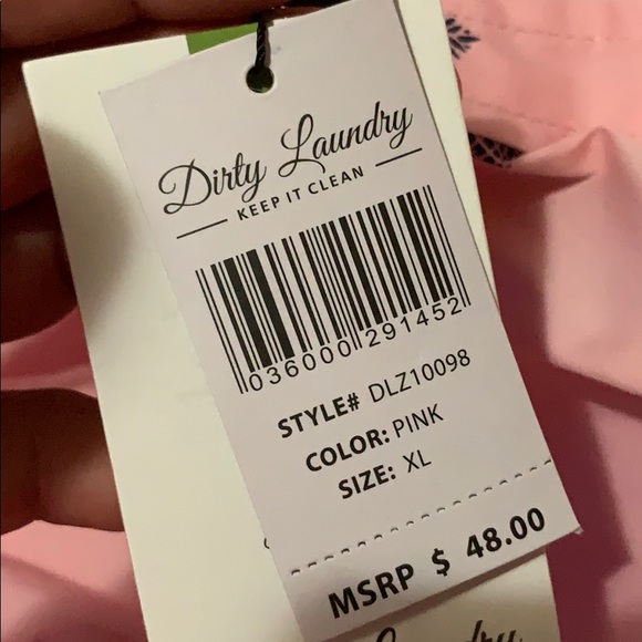 Dirty Laundry - Pink Button with Navy Pineapples - Picture 5 of 5